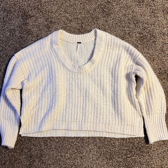 Free People Blue Bell V-Neck Sweater Creamy White Size XS - Picture 4 of 11